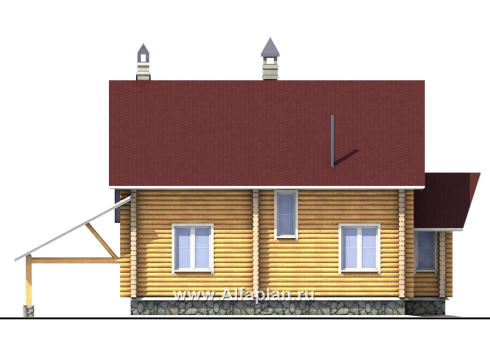 Проекты домов Альфаплан - «Л-Хаус» - деревянный дом с навесом для машины - превью фасада №4