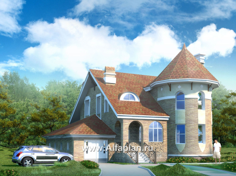 Превью проекта ««Камелот» -  загородный дом с угловой «башней»»