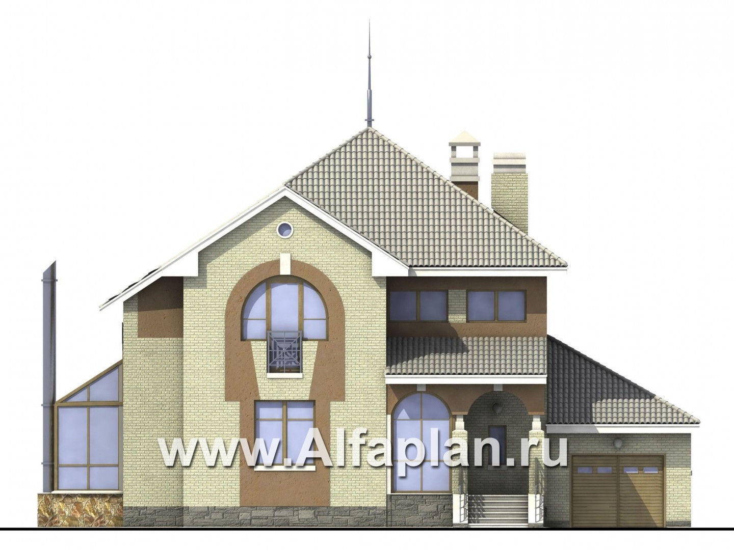 «Уют» - проект двухэтажного дома, с зимним садом - фасад дома