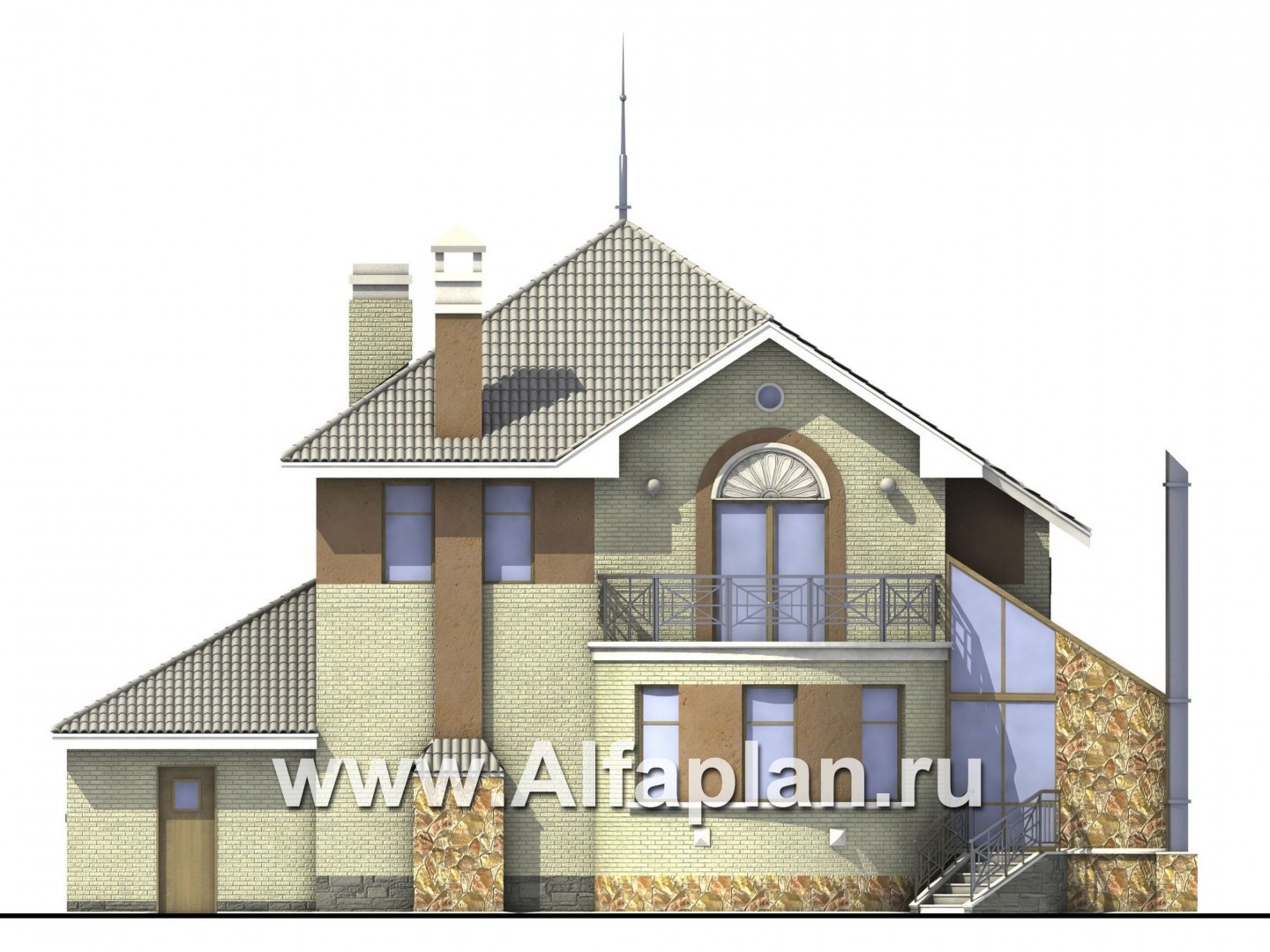 «Уют» - проект двухэтажного дома, с зимним садом - фасад дома