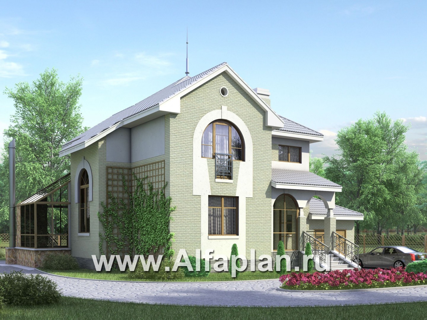 «Уют» - проект двухэтажного дома, с зимним садом - основное изображение