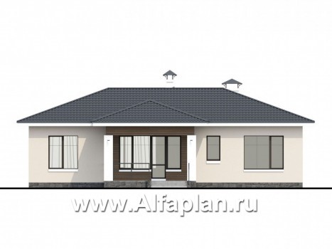 Проекты домов Альфаплан - «Безоблачный» - экономичный и комфортный одноэтажный дом - превью фасада №4