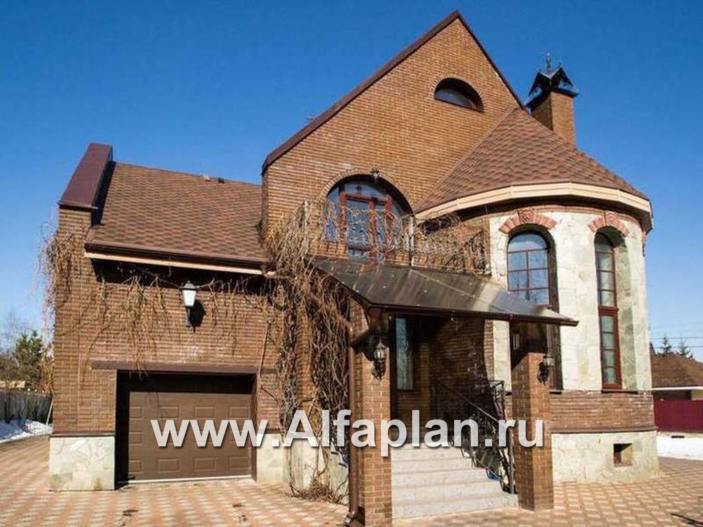 Проекты домов Альфаплан - «Онегин» - представительный загородный дом в стиле замка - дополнительное изображение №5