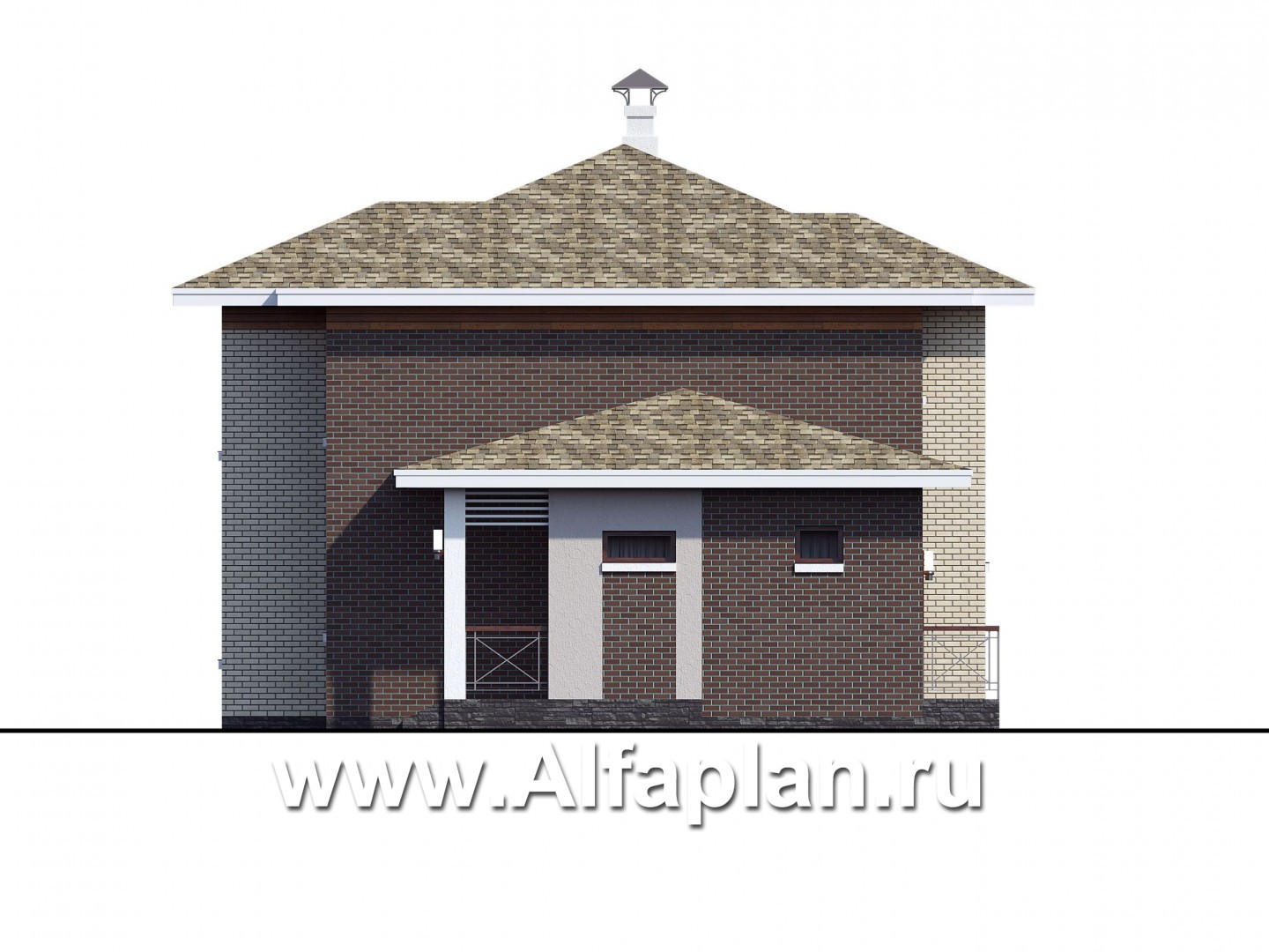 Проекты домов Альфаплан - Загородный дом с четырьмя спальными комнатами - изображение фасада №2