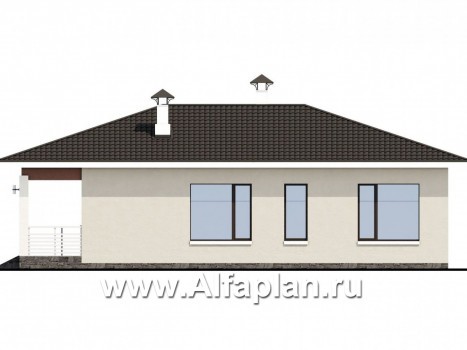 Проекты домов Альфаплан - «Мелета» - уютный одноэтажный дом с двумя спальнями - превью фасада №2