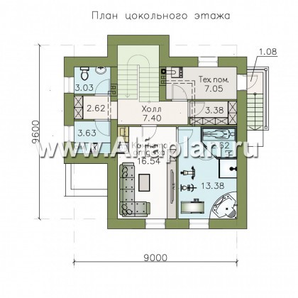 Проекты домов Альфаплан - «Сапфир» - недорогой компактный дом для маленького участка - превью плана проекта №1