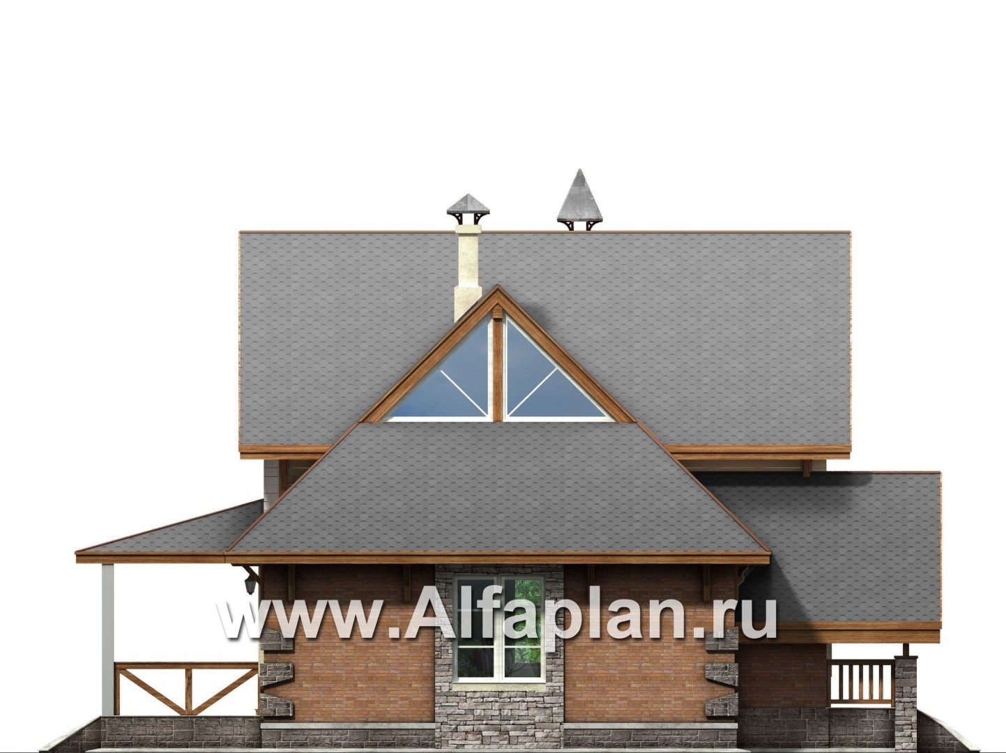 Проекты домов Альфаплан - «Альпенхаус»- альпийское шале из комбинированных материалов - изображение фасада №3