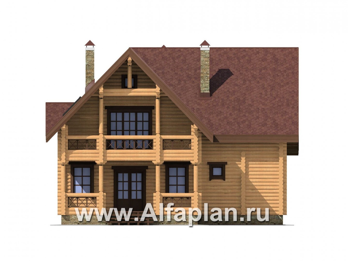 Проекты домов Альфаплан - Деревянный дом с верандой - изображение фасада №1