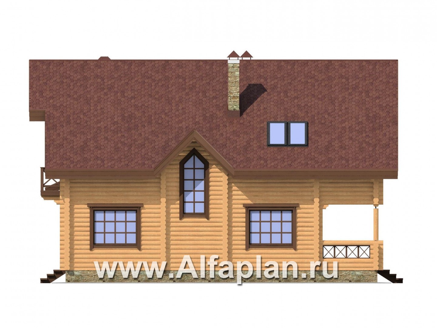 Проекты домов Альфаплан - Деревянный дом с верандой - изображение фасада №4