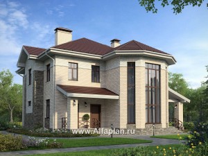 Проекты домов Альфаплан - Красивый коттедж с двусветной гостиной - превью основного изображения