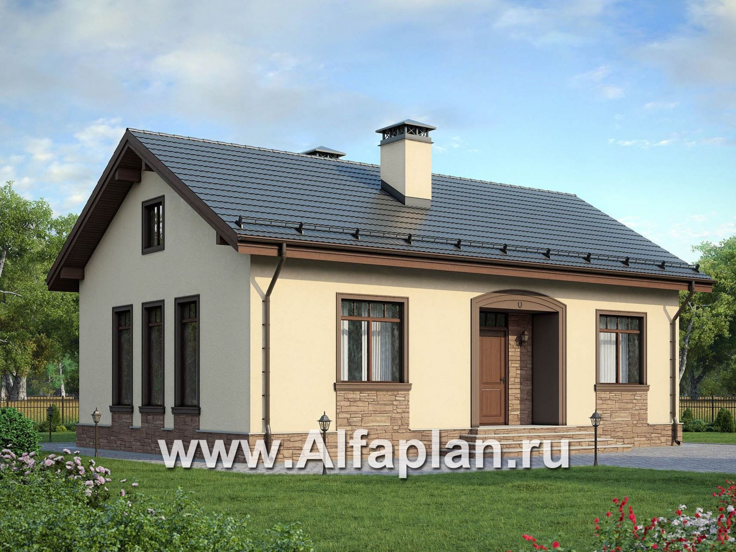 Проекты домов Альфаплан - Комфортабельная дача для небольшой семьи - дополнительное изображение №1