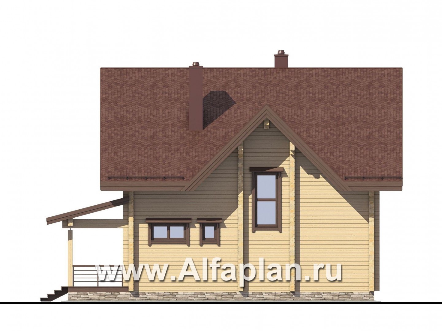 Проекты домов Альфаплан - Деревянный дом для комфортного отдыха - изображение фасада №3