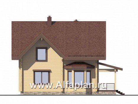 Проекты домов Альфаплан - Деревянный дом для комфортного отдыха - превью фасада №4