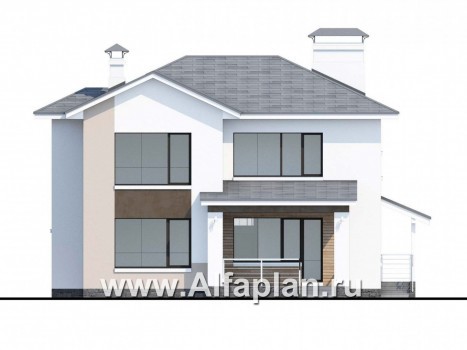 Проекты домов Альфаплан - «Платина» - стильный современный дом в европейской традиции - превью фасада №4