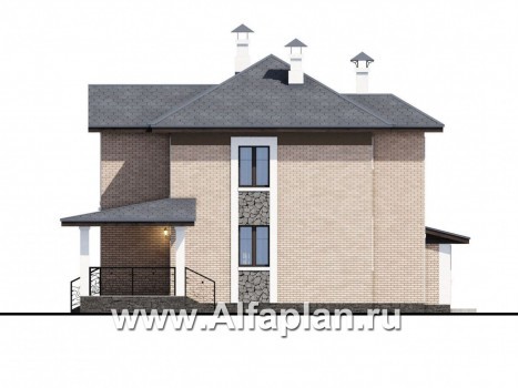 Проекты домов Альфаплан - «Модерн» - изящный коттедж с гаражом в стиле Серебряного века - превью фасада №2