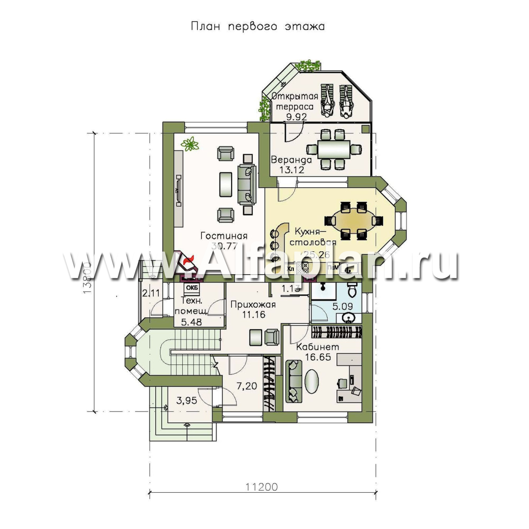 Проекты домов Альфаплан - «Бестужев» - классический коттедж с удобным планом - план проекта №1