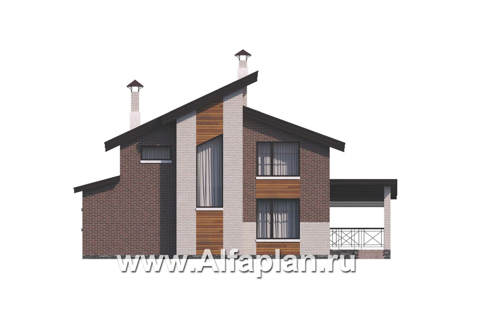 Проекты домов Альфаплан - 792А «Стимул» - проект стильного двухэтажного дома - изображение фасада №4