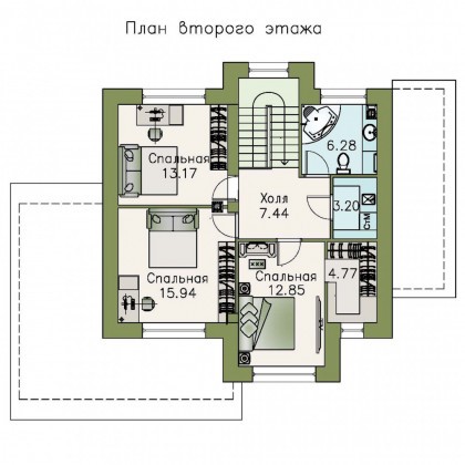 Проекты домов Альфаплан - 792А «Стимул» - проект стильного двухэтажного дома - превью плана проекта №2