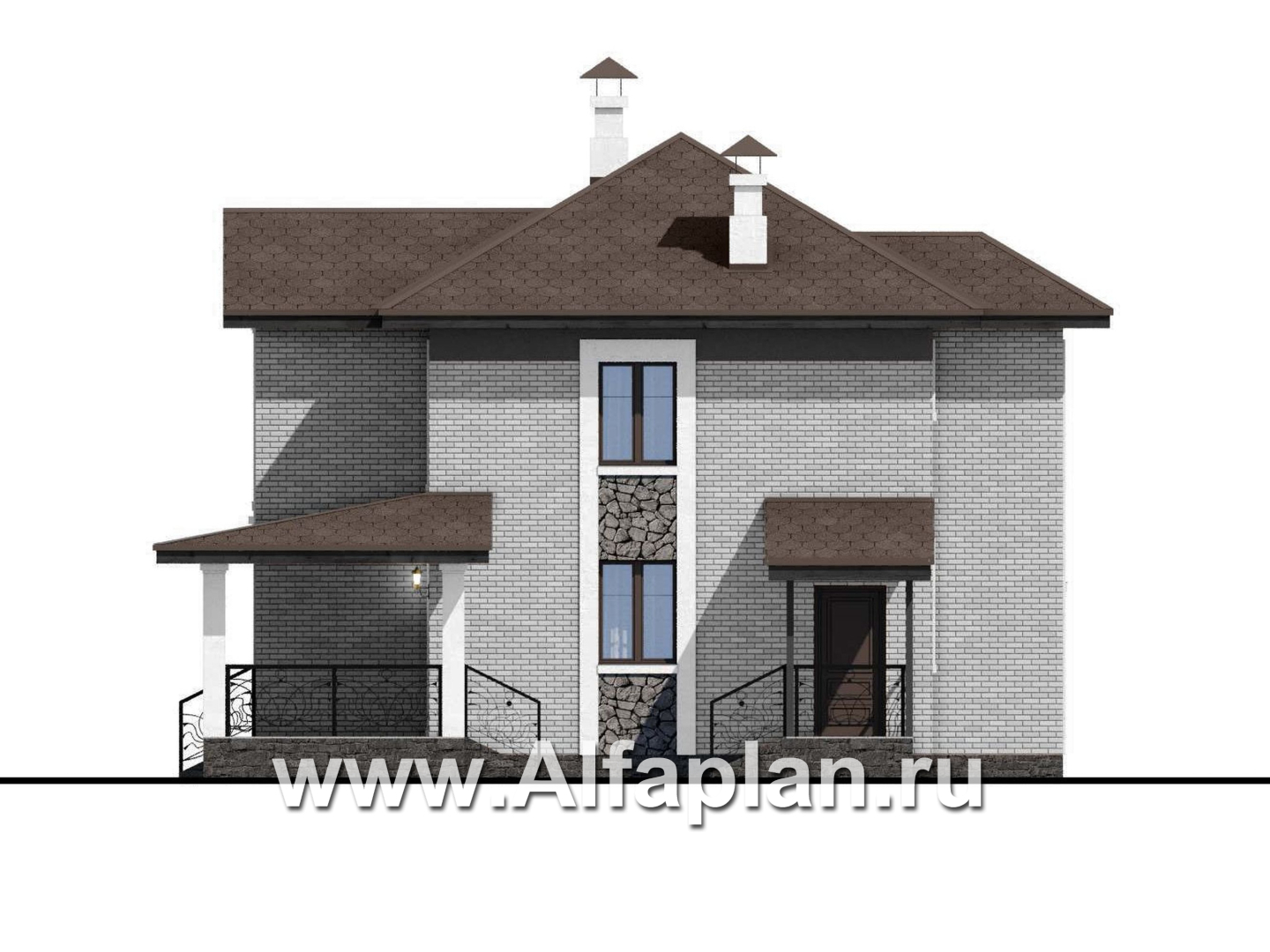 Проекты домов Альфаплан - «Модерн» - изящный коттедж в стиле Серебряного века - изображение фасада №2