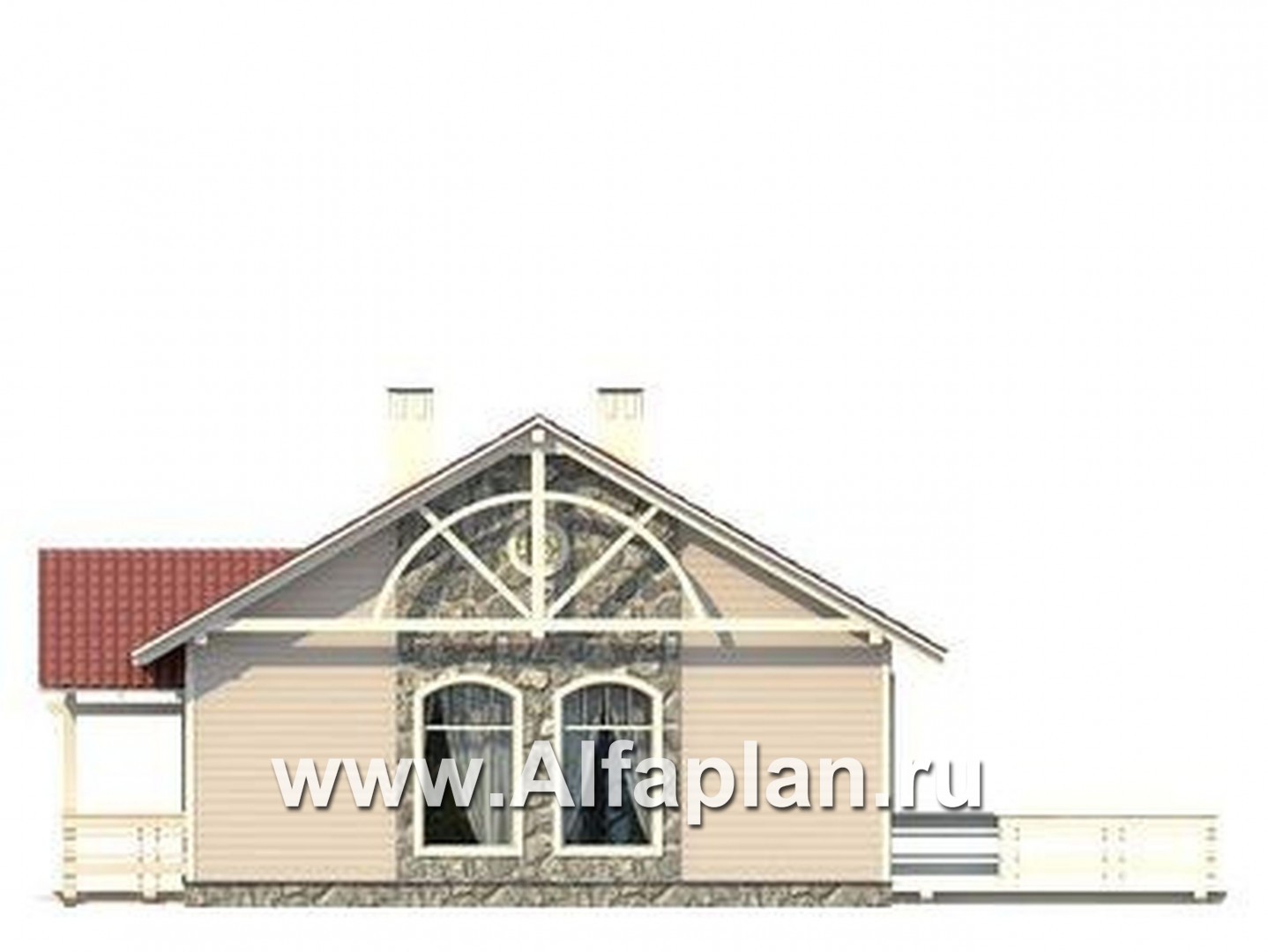 Проекты домов Альфаплан - Небольшой каркасный дом для семейного отдыха - изображение фасада №4
