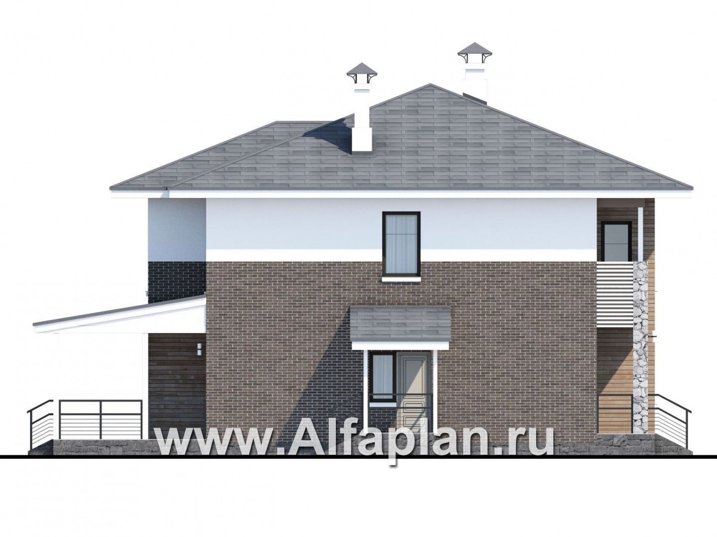 Проекты домов Альфаплан - «Сектор счастья» - стильный и компактный дом для большой семьи - изображение фасада №3
