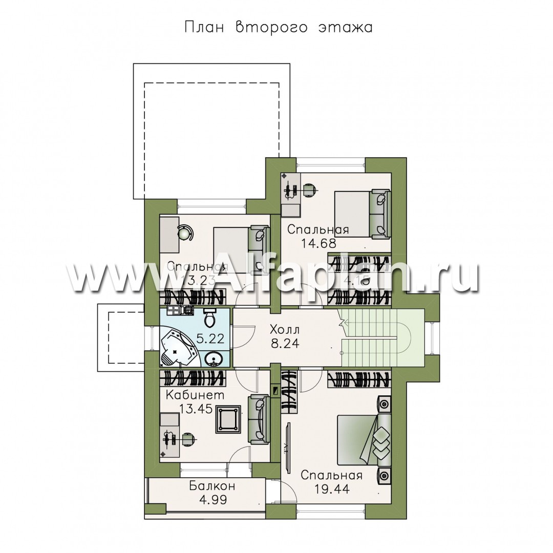 Проекты домов Альфаплан - «Сектор счастья» - стильный и компактный дом для большой семьи - изображение плана проекта №2