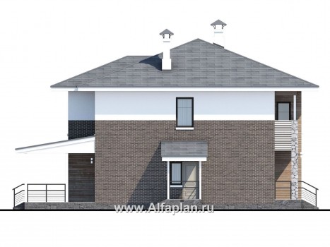 Проекты домов Альфаплан - «Сектор счастья» - стильный и компактный дом для большой семьи - превью фасада №3