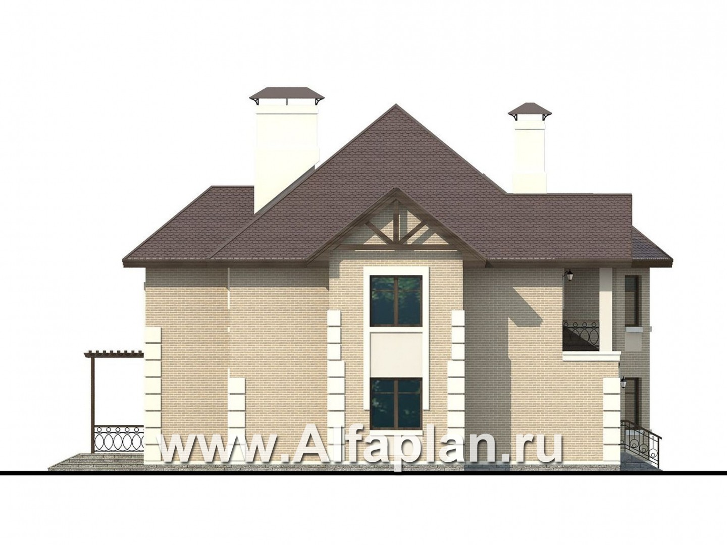 Проекты домов Альфаплан - «Воронцов»- респектабельный коттедж с комфортной планировкой - изображение фасада №3