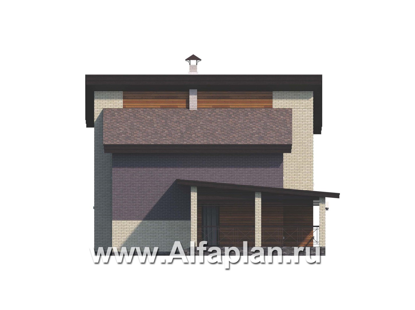 Проекты домов Альфаплан - 792В - «Стимул» - проект стильного двухэтажного дома с гаражом-навесом - изображение фасада №3