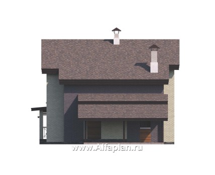 Проекты домов Альфаплан - 792В - «Стимул» - проект стильного двухэтажного дома с гаражом-навесом - превью фасада №2