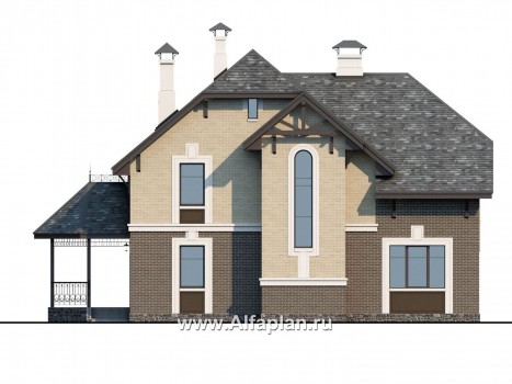Проекты домов Альфаплан - «Ясная поляна» - удобный коттедж для большой семьи - превью фасада №4