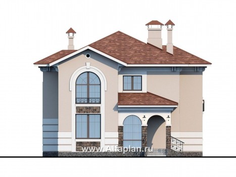 Проекты домов Альфаплан - «Белоостров»-  коттедж с удобной планировкой - превью фасада №1