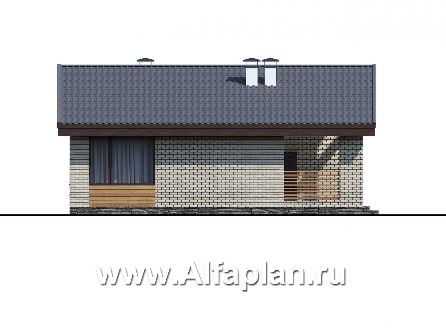 Проекты домов Альфаплан - «Бета» - стильный каркасный коттедж с террасой - изображение фасада №3
