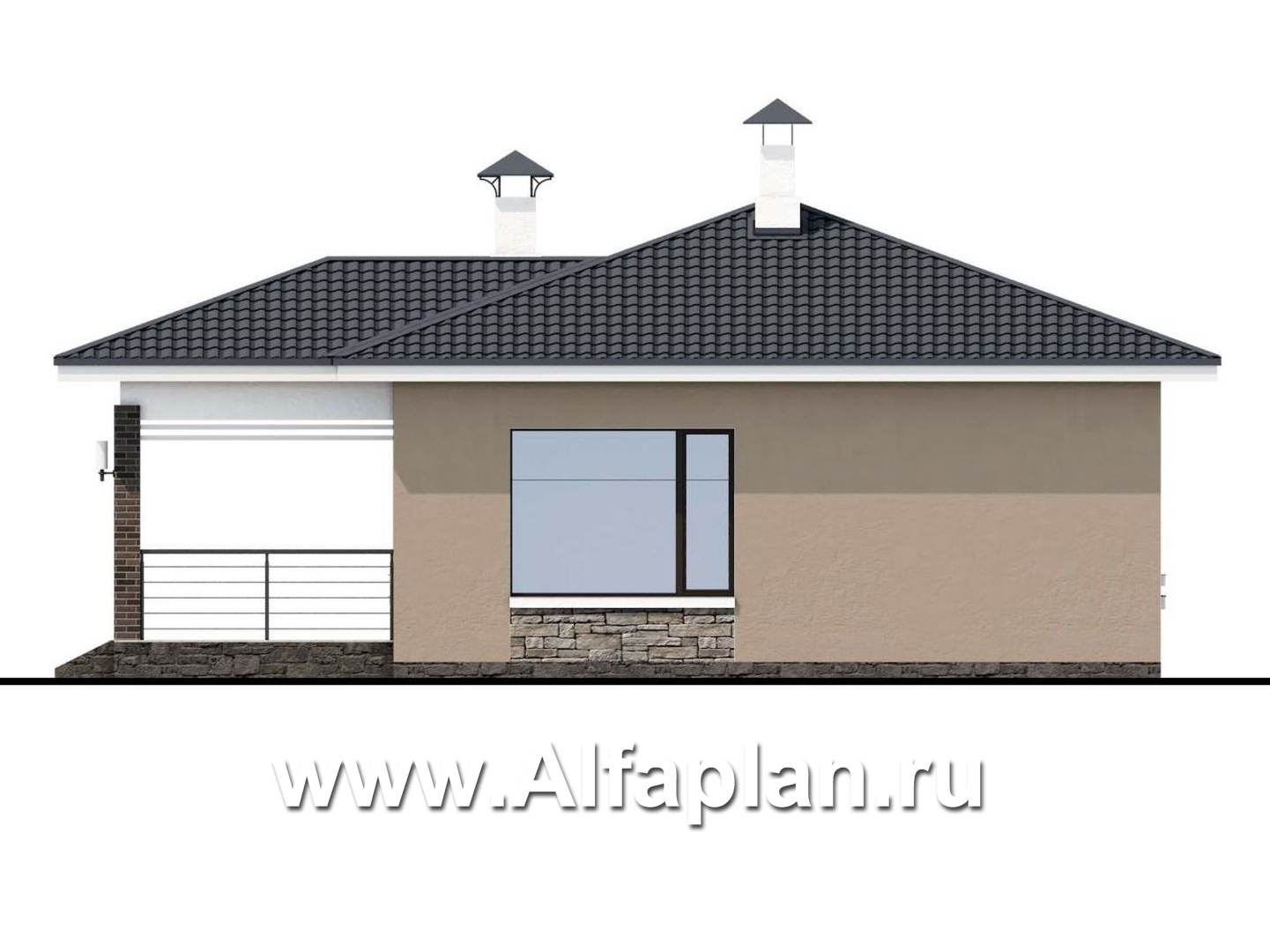 Проекты домов Альфаплан - «Аэда» - небольшой одноэтажный дом с тремя спальнями - изображение фасада №4