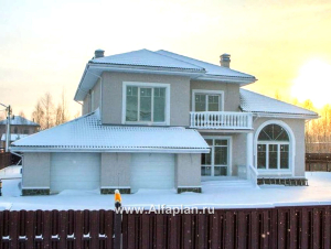 «Тургенев» - проект двухэтажного дома, с террасой и с гаражом, в классическом стиле