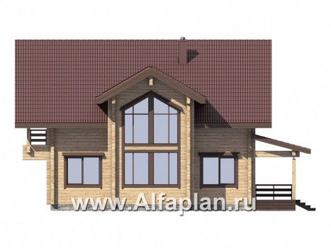 Проекты домов Альфаплан - Комфортабельный дом из бруса - превью фасада №2