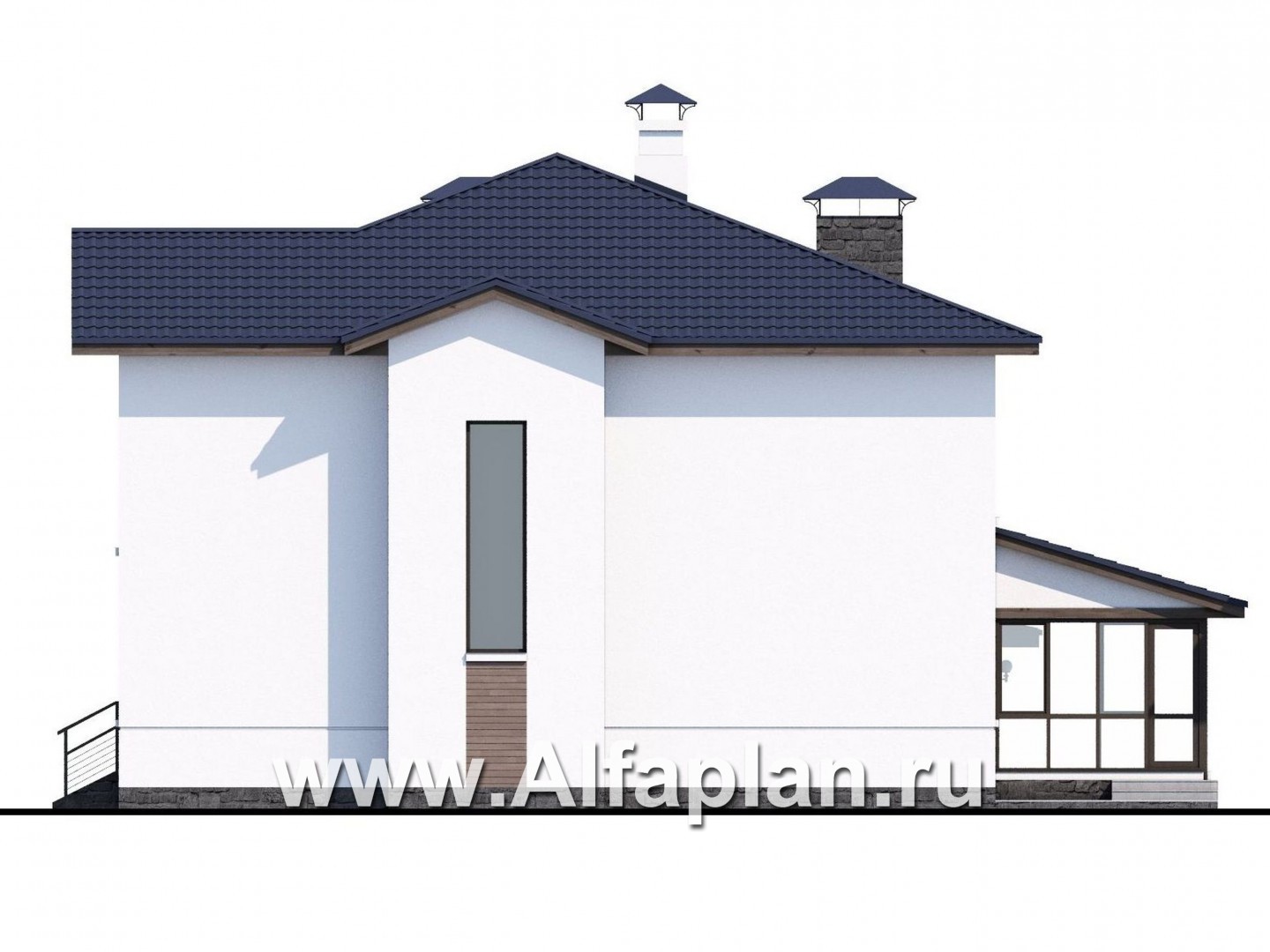 Проекты домов Альфаплан - «Выбор» - проект современного загородного дома с гаражом - изображение фасада №2