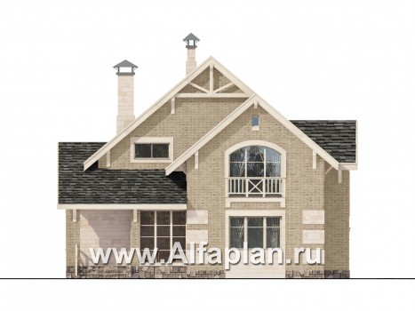 Проекты домов Альфаплан - «Новая пристань» - дом из газобетона для удобной загородной жизни - превью фасада №1
