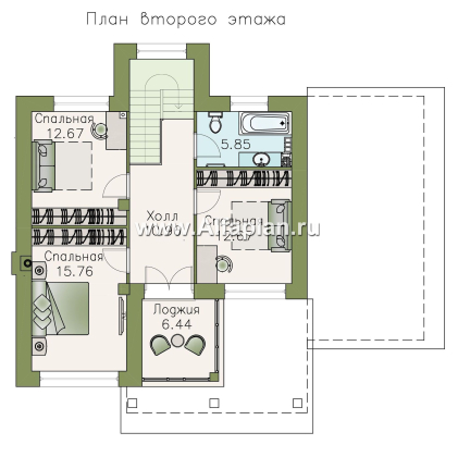 Проекты домов Альфаплан - «Траектория» - современный, компактный дом с гаражом-навесом - превью плана проекта №3