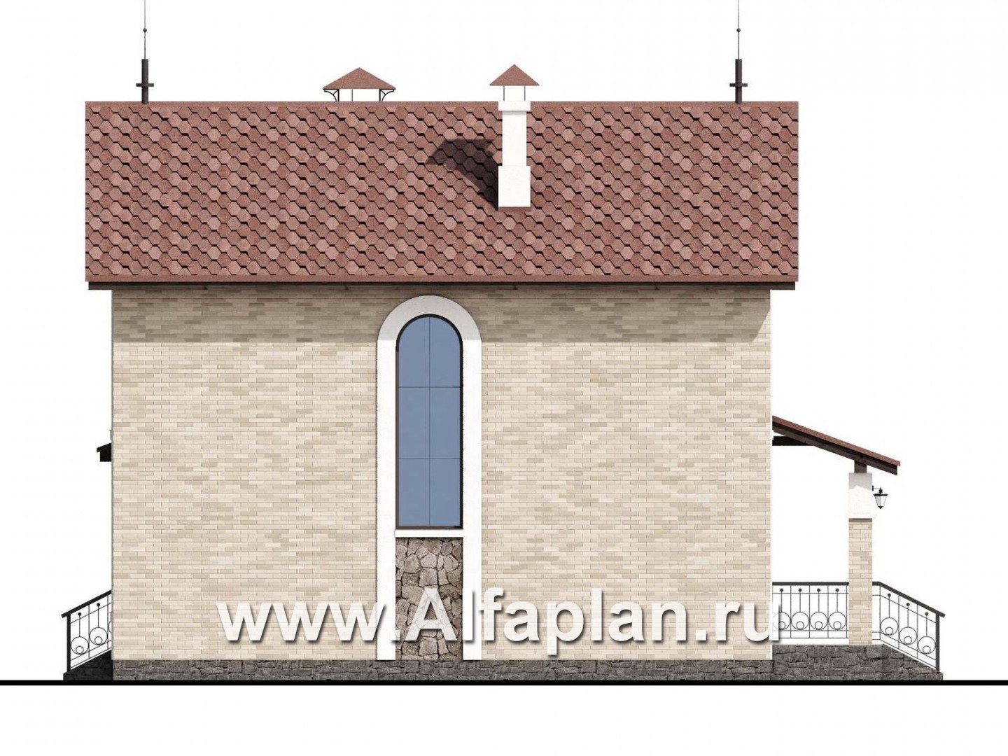 Проекты домов Альфаплан - «Огни залива» - проект дома с открытой планировкой - изображение фасада №2