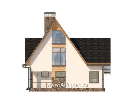 Проекты домов Альфаплан - Современный мансардный дом - превью фасада №3