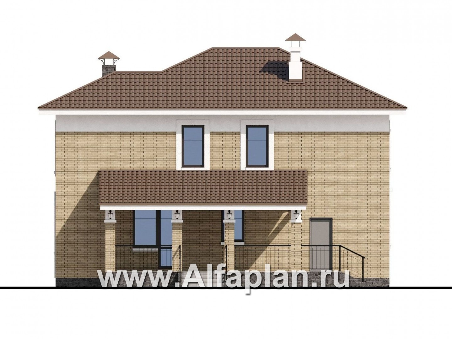 Проекты домов Альфаплан - «Топаз» - проект дома с открытой планировкой - изображение фасада №4