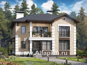 Проекты домов Альфаплан - «Седьмая высота» - комфортабельный дом с большой гостиной - превью основного изображения
