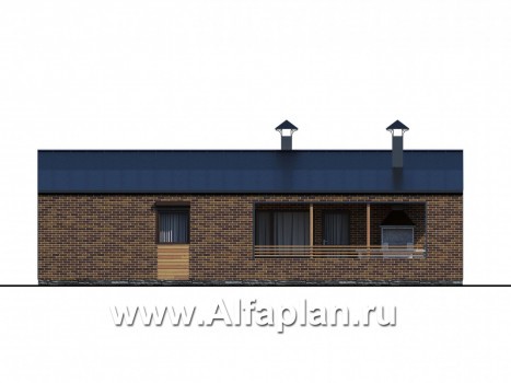 Проекты домов Альфаплан - «Йота» - каркасный дом с двускатной кровлей - превью фасада №3