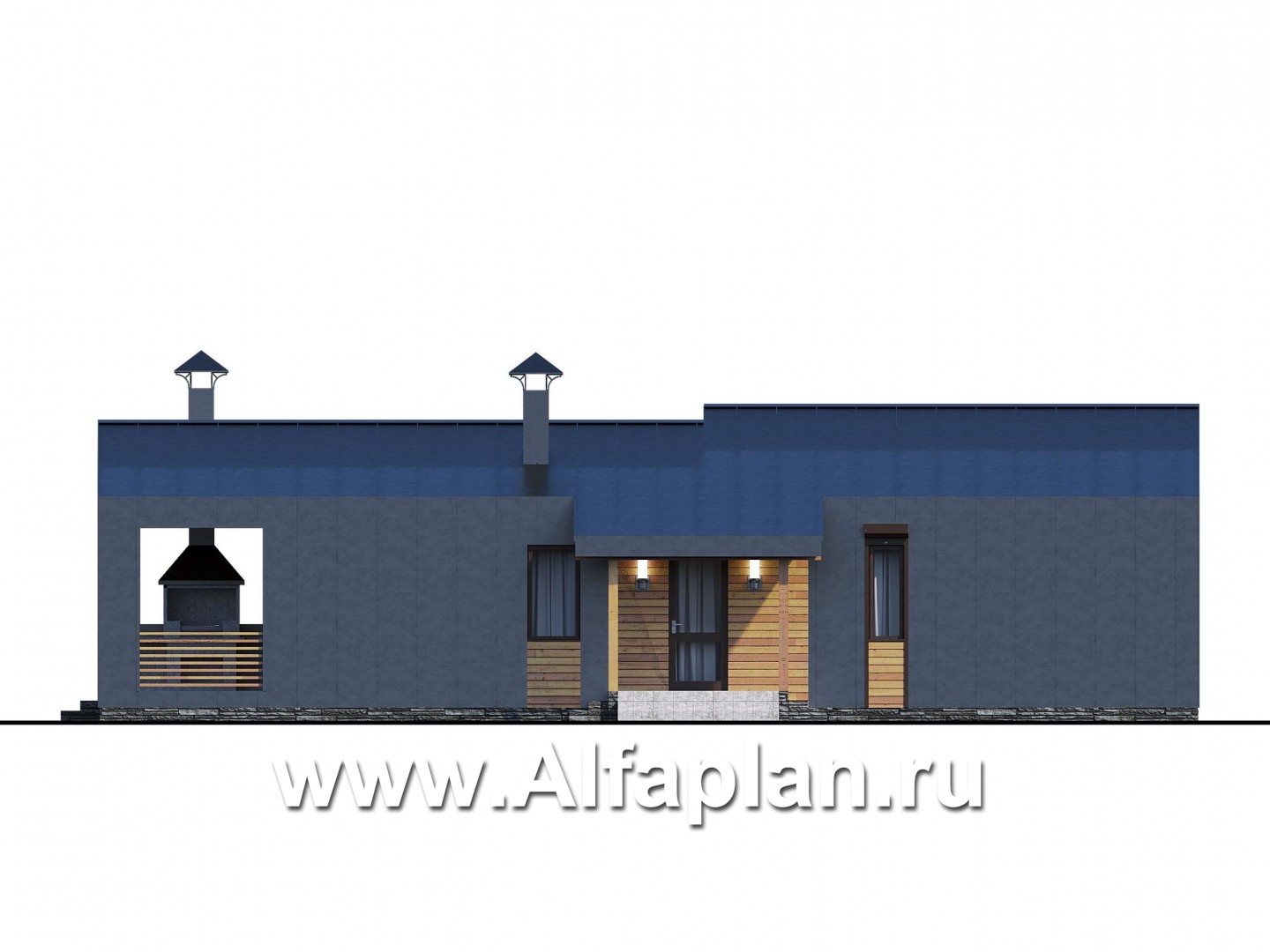 Проекты домов Альфаплан - «Лямбда» - просторный дом в современном стиле - изображение фасада №2
