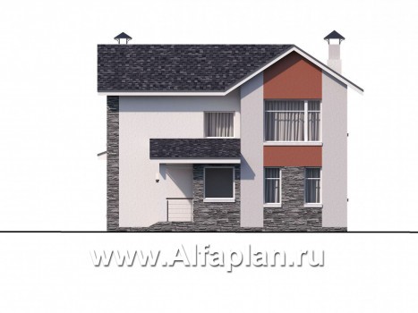 «Медиана» - проект двухэтажного дома из газобетона, с террасой - превью фасада дома